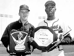 1957 Braves Warren Spahn and Hank Aaron